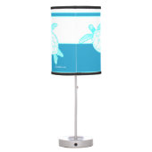 Custom Nautical Coastal Sea Turtle Blue Teal White Table Lamp (Back)