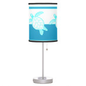 Custom Nautical Coastal Sea Turtle Blue Teal White Table Lamp (Left)