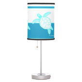 Custom Nautical Coastal Sea Turtle Blue Teal White Table Lamp (Right)