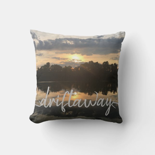 CUSTOM nautical DRIFT AWAY script lettering Throw Pillow (Front)