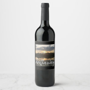 CUSTOM nautical DRIFT AWAY script lettering   Wine Label