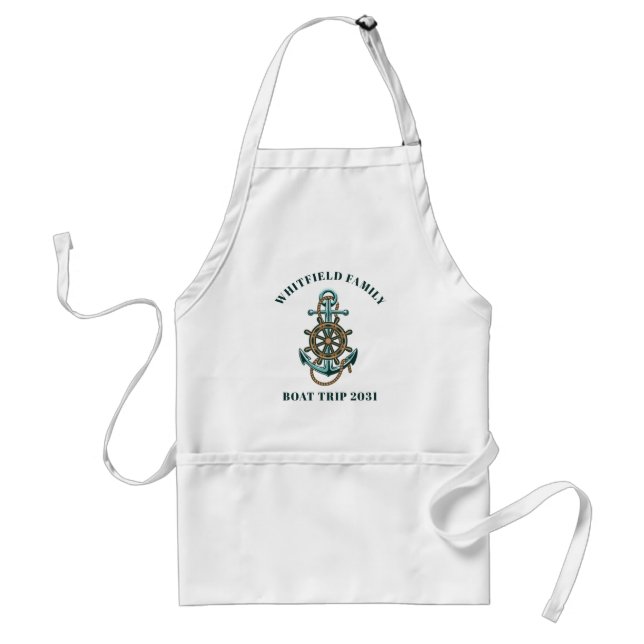 Custom Nautical Family Boat Cruise Vacation Trip Adult Apron (Front)