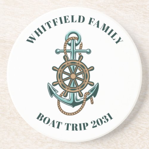 Custom Nautical Family Boat Cruise Vacation Trip Coaster