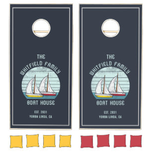 Custom Nautical Family Boating Theme Cornhole Set