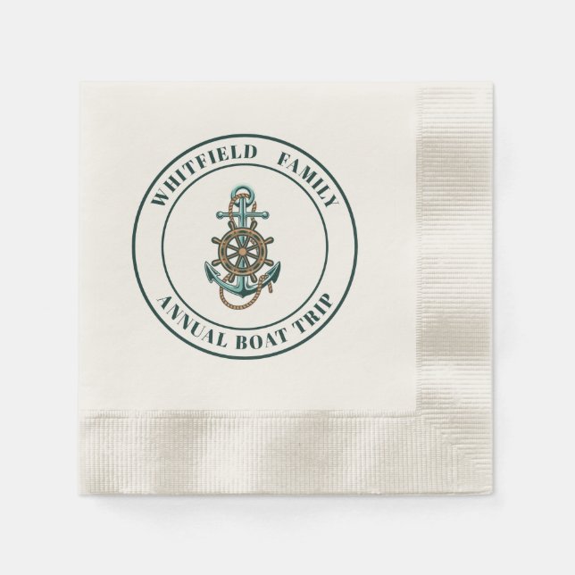 Custom Nautical Family Yacht Summer Sailing Napkins (Front)