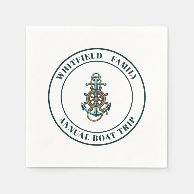 Custom Nautical Family Yacht Summer Sailing Paper Napkins (Front)
