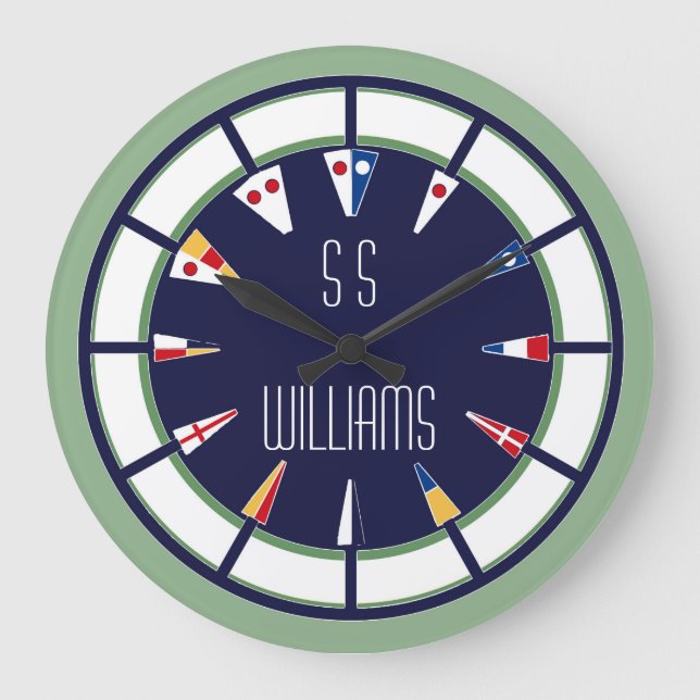 Custom Nautical Flag Numeral Wall Clock (Front)