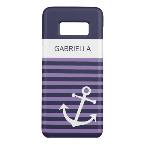 Custom Nautical Lavender Purple Striped Pattern Case_Mate Samsung Galaxy S8 Case