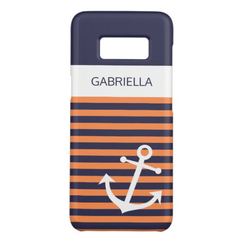 Custom Nautical Light Orange Striped Pattern Case_Mate Samsung Galaxy S8 Case