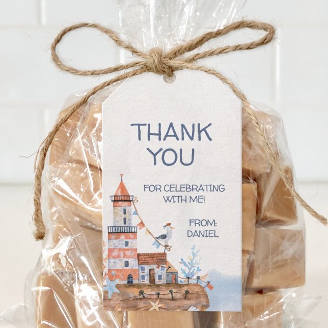 Custom Nautical Lighthouse Gift Tags (Personalized nautical themed part favor tags)