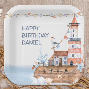 Custom Nautical Lighthouse Paper Plates