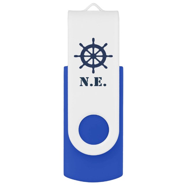 Custom nautical logo swivel USB stick flash drive (Back (Vertical))