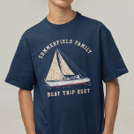 Custom Nautical Matching Family Boat Trip Boys T-Shirt<br><div class="desc">Nautical theme family boating design featuring a sailing boat, and modern typography that makes a perfect matching family coordinated outfit for the adventure, cruise, or family reunion you've been planning all year long. Perfect for bachelorette parties and bridal showers Check out the other matching items like tees for the rest...</div>