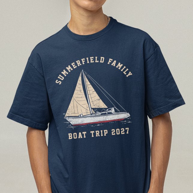 Custom Nautical Matching Family Boat Trip Boys T-Shirt (Family Reunion Boat Trip Nautical Matching T-Shirt)