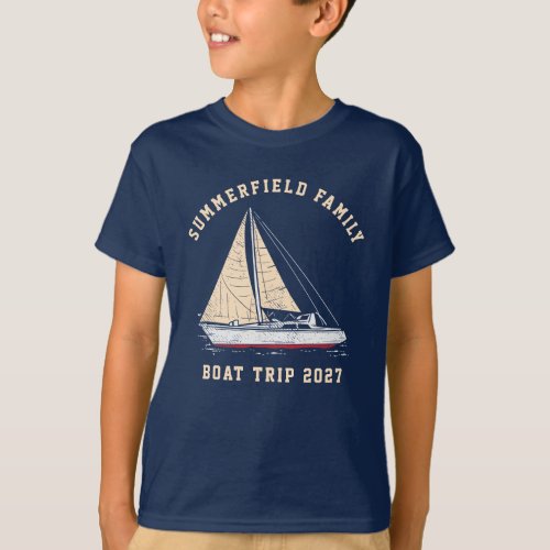 Custom Nautical Matching Family Boat Trip Boys T_Shirt