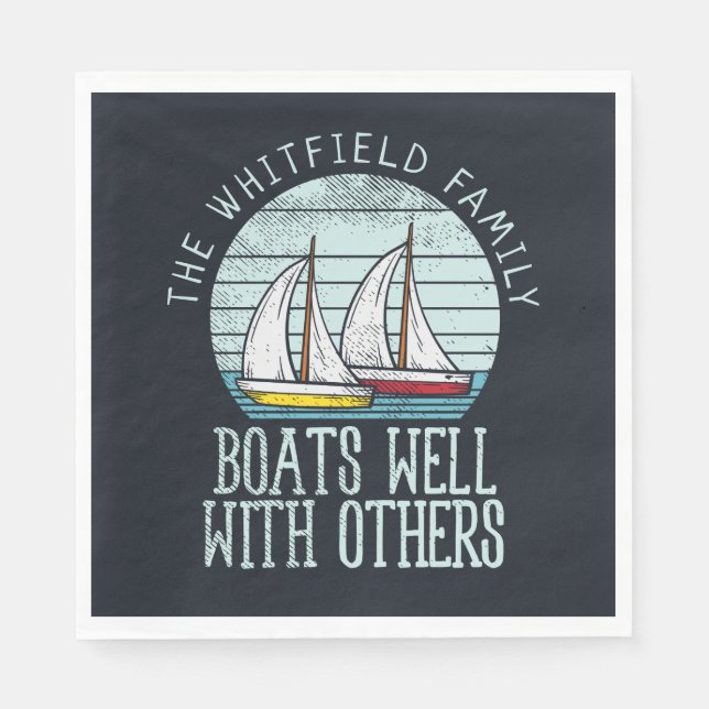 Custom Nautical Matching Family Boating Adventure Napkins (Front)