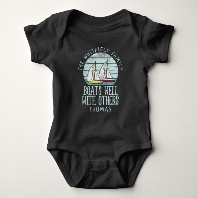 Custom Nautical Matching Family Sailing Adventure Baby Bodysuit (Front)