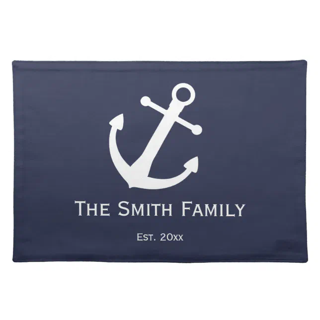 Custom Nautical Midnight Blue and White Placemat Zazzle