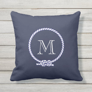Custom Nautical Monogram Outdoor Pillow