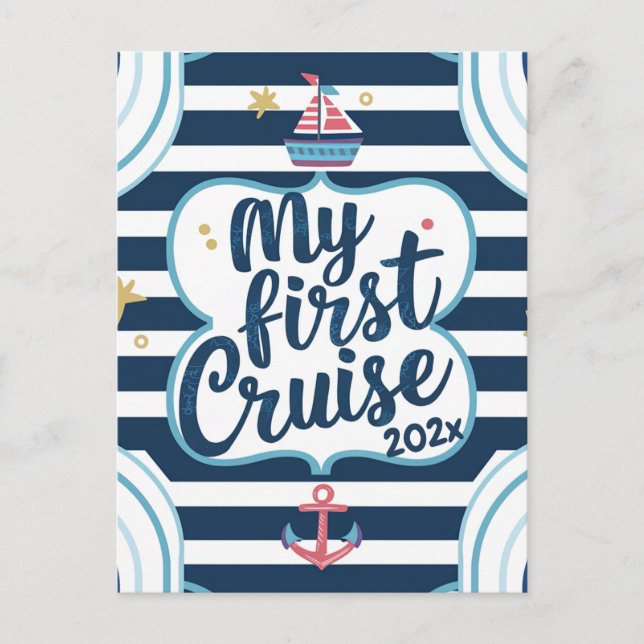 Custom nautical my first cruise postcard (Front)