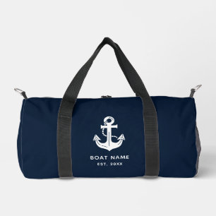 Custom Nautical Navy Blue Anchor Duffle Bag