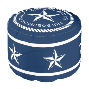 Custom nautical navy blue star beach home pouf