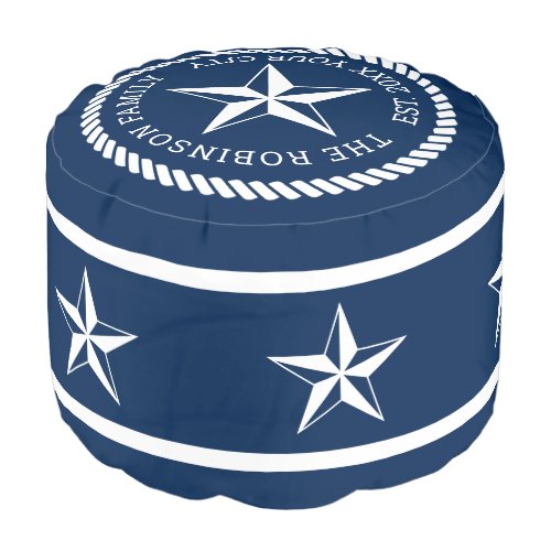 Custom nautical navy blue star beach home pouf