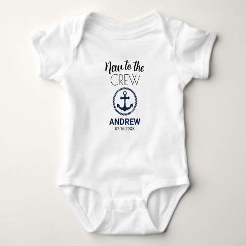 Custom Nautical New Baby New to the Crew Baby Bodysuit