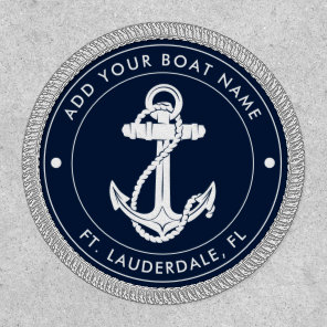 Custom Nautical Ocean Navy Blue Anchor Boat Name Patch
