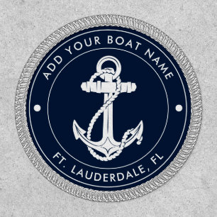 Custom Nautical Ocean Navy Blue Anchor Boat Name Patch