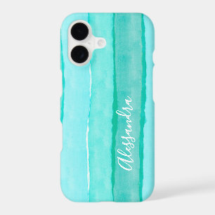 Custom Nautical Pastel Vertical Stripes Watercolor iPhone 17 Case