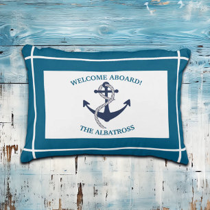 Custom Nautical Pattern Boat Anchor Accent Pillow