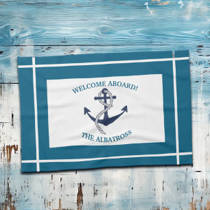 Custom Nautical Pattern Boat Anchor Kitchen Towel