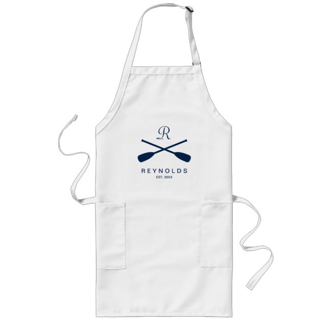 Custom nautical rowing oars monogram kitchen apron (Front)