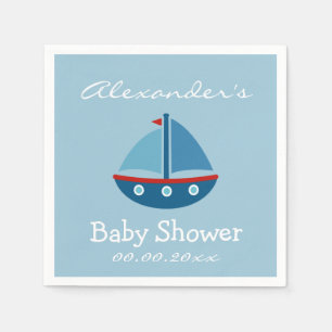 Custom nautical sail boat baby shower napkins