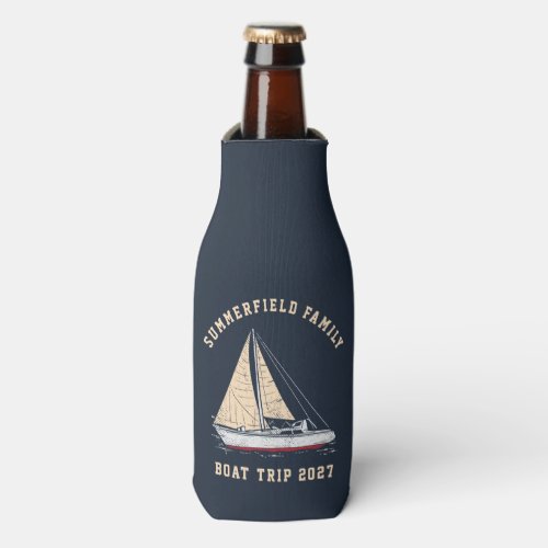 Custom Nautical Sailing Matching Family Boat Trip Bottle Cooler
