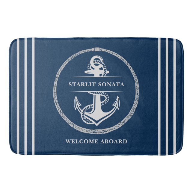 Custom Nautical Sailors Bath Mat (Front)