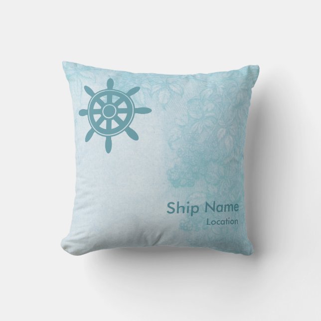 Custom Nautical Ship Wheel Design Throw Pillow (Front)