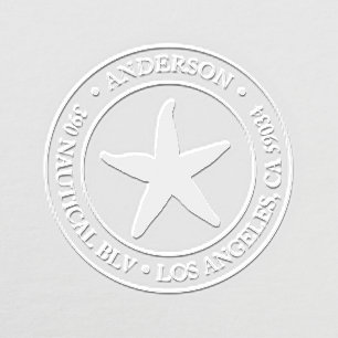 Custom Nautical Starfish Name Return Address Embosser