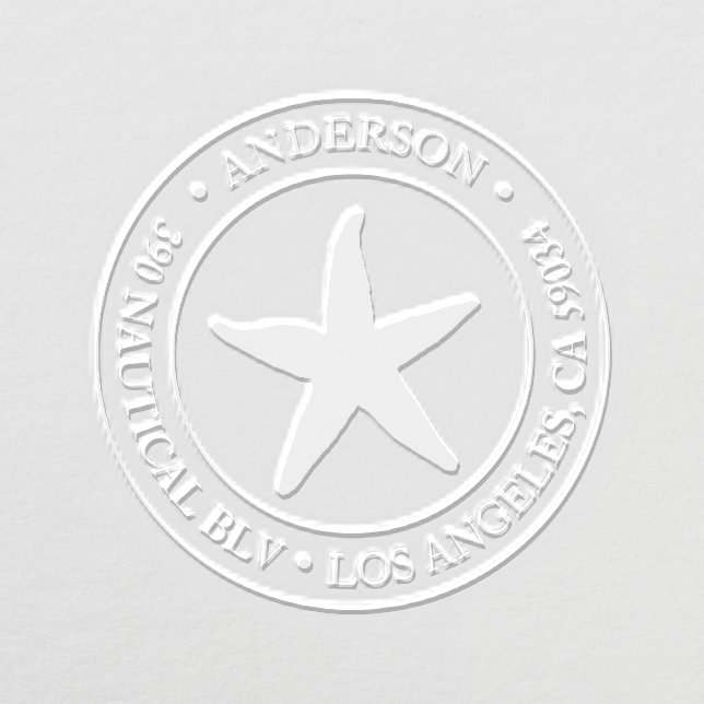 Custom Nautical Starfish Name Return Address Embosser (Design)