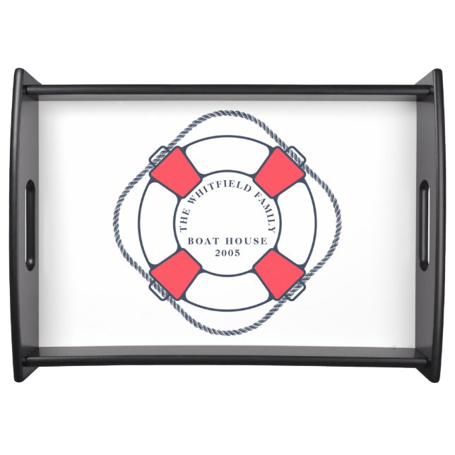 Custom Nautical Swimming Ring Boat House Serving Tray (Front)
