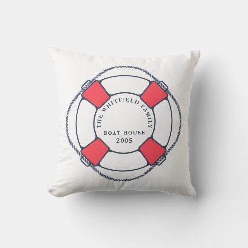 Custom Nautical Swimming Ring Boat House Throw Pillow