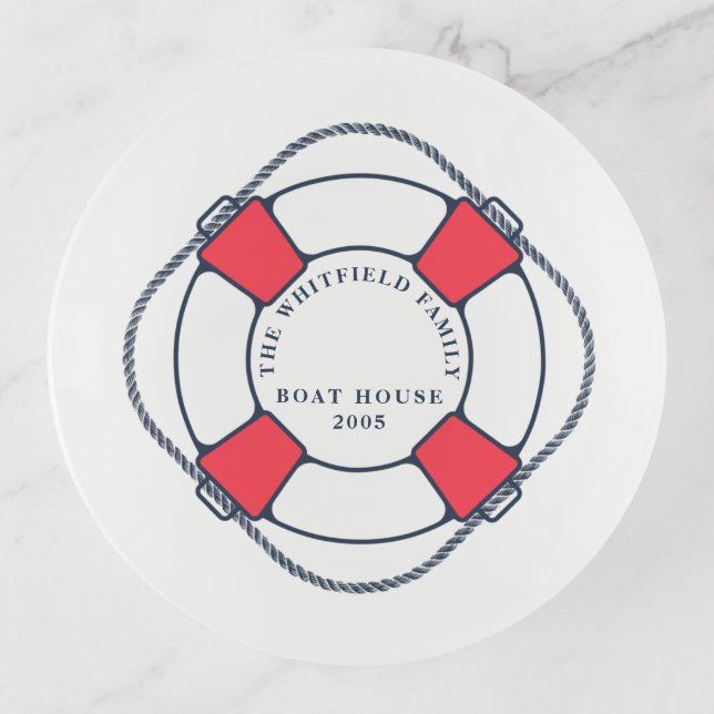 Custom Nautical Swimming Ring Boat House Trinket Tray (Front)