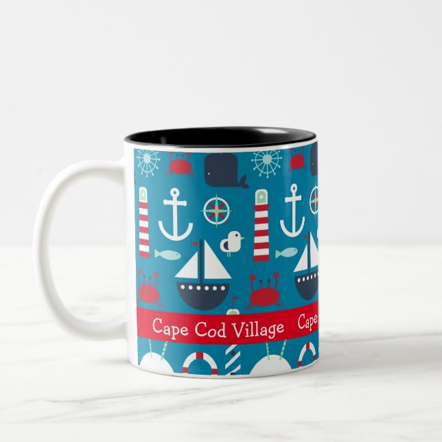 Custom Nautical Symbols Souvenir Coffee Mug (Left)