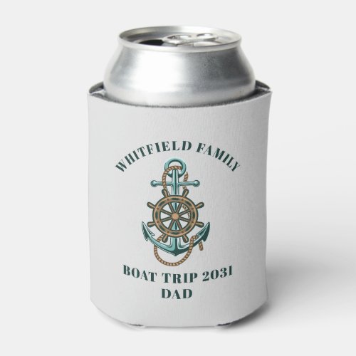 Custom Nautical Vacation Family Cruise Boat Trip Can Cooler