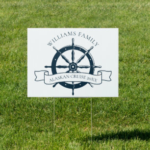 Custom Nautical Wheel Boat Dock Yard Sign