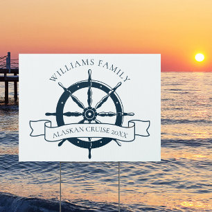 Custom Nautical Wheel Boat Dock Yard Sign