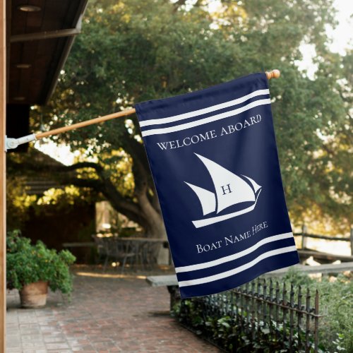 Custom Nautical White Navy Blue Whale  House Flag