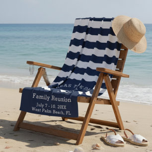 Custom Navy and White Beach Towel 