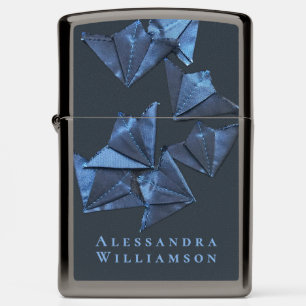 Custom Navy Blue 3D Effect Aspect Modern Abstract Zippo Lighter